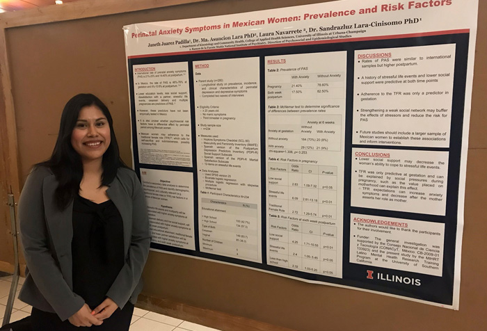 Janeth presenting her findings on a research project titled perinatal anxiety symptoms in Mexican women: prevalence and risk factors