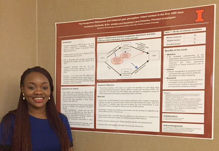 Tanitoluwa presenting her findings on a research project titled the postpartum depression and maternal pain reception: infant context in the first 1000 days
